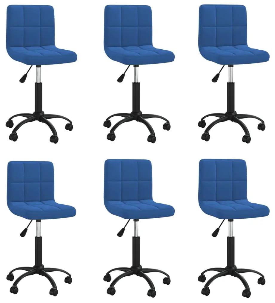 Otočné jedálenské stoličky 6 ks modré zamatové 3087589