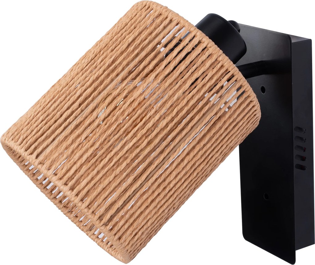 Toolight Toolight, nástenné svietidlo 1xE27, APP1823-1W, čierna-prírodná hnedá, OSW-09315