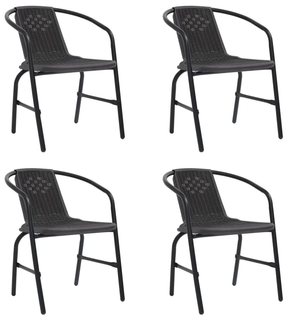 Záhradné stoličky 4 ks plastový ratan a oceľ 110 kg 312495