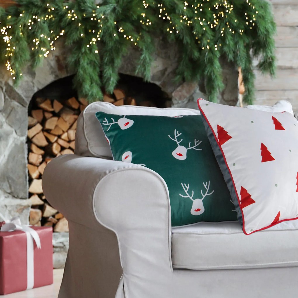 VIANOČNÁ DEKORAČNÁ OBLIEČKA NA VANKÚŠ TREE 45X45 CM VZOROVANÁ