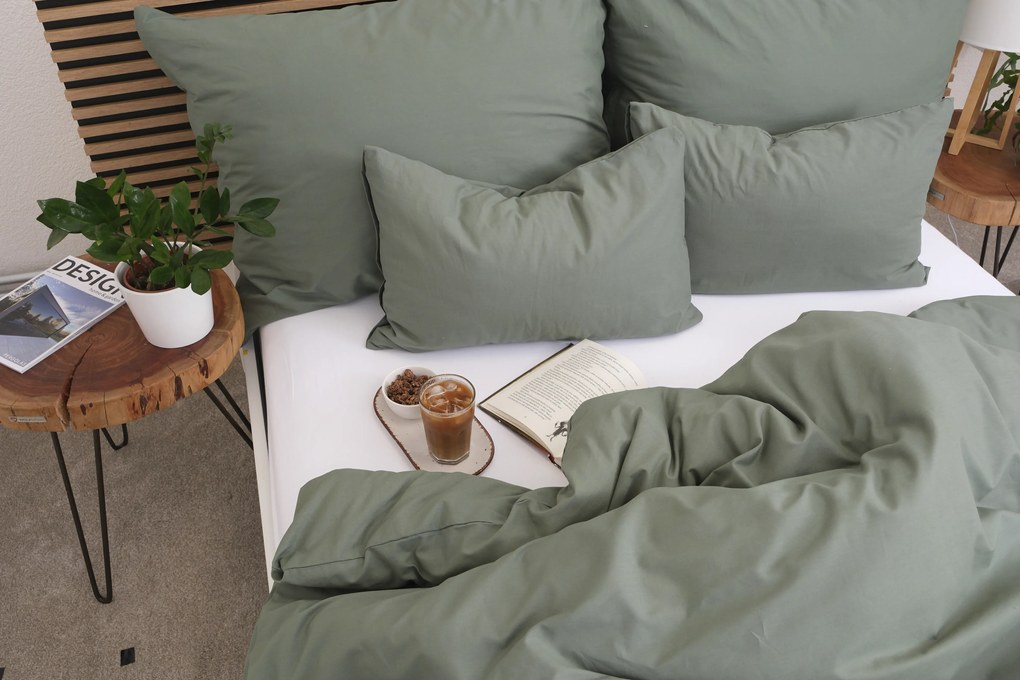 Predĺžené bavlnené obliečky Renforcé – Jasmine olivová