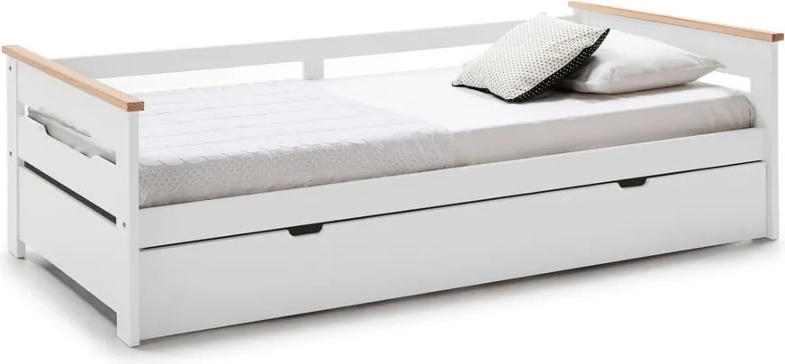 Biela detská posteľ z borovicového dreva s výsuvným lôžkom 90x190 cm Elisa - Marckeric