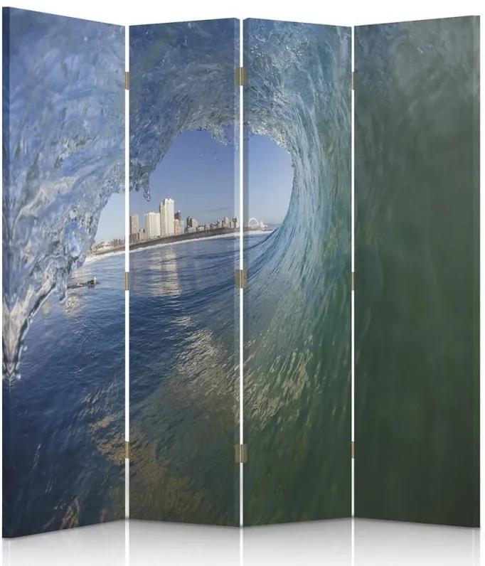CARO Paraván - A Wave With A View Of The City | štvordielny | jednostranný 145x150 cm