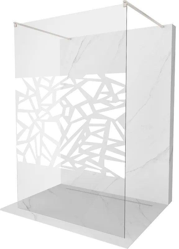Mexen Kioto, sprchová zástena Walk-In 110 x 200 cm, 8mm číre sklo biely vzor, brúsená oceľ profil, 800-110-002-97-85
