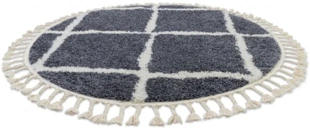 Koberec BERBER CROSS B5950 kruh sivý / biely Fredzle berber marokánsky
