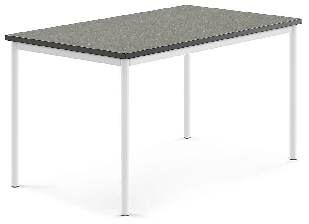 Stôl SONITUS, 1400x800x720 mm, linoleum - tmavošedá, biela