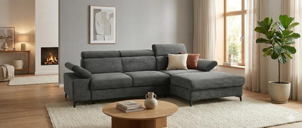 Sedacia súprava Lazur, pravá, sivá (salvador 14)