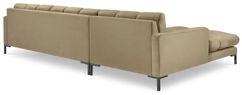 Béžová zamatová rohová pohovka Cosmopolitan Design Bali, ľavý roh