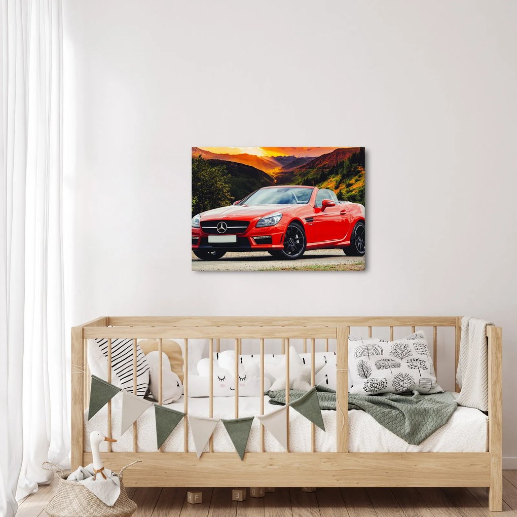 Obraz - červený Mercedes (70x50 cm)