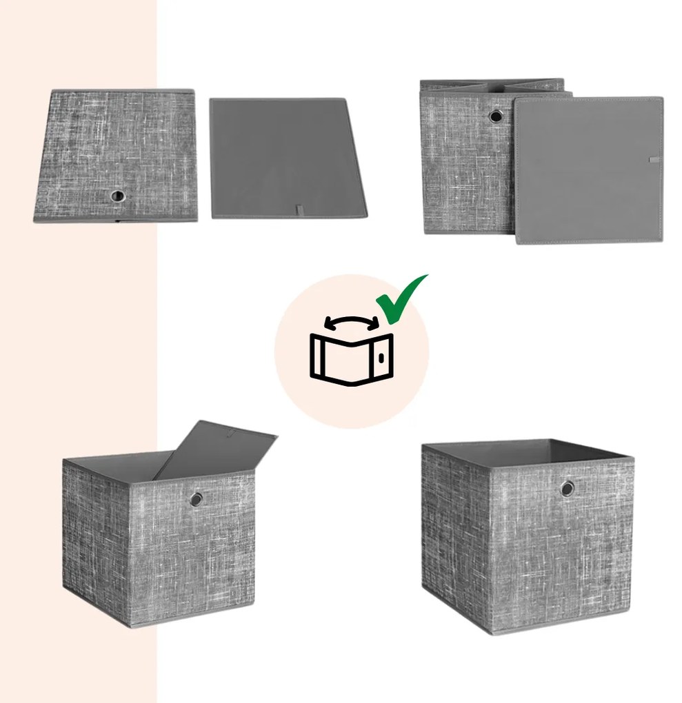 Úložné boxy GARY 6ks,30x30x30cm, šedá SongmicsHome