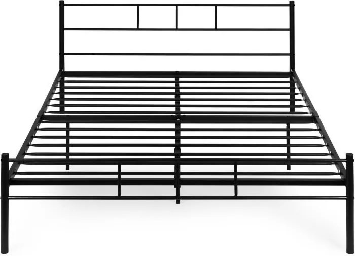 Čierna kovová posteľ so stabilným rámom