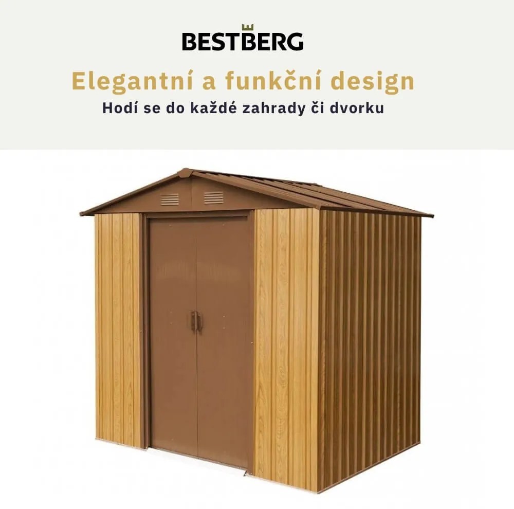 Záhradný domček BestBerg ZDB-9D / 9 m² / 279 x 324 x 211 cm / červené drevo / hnedá