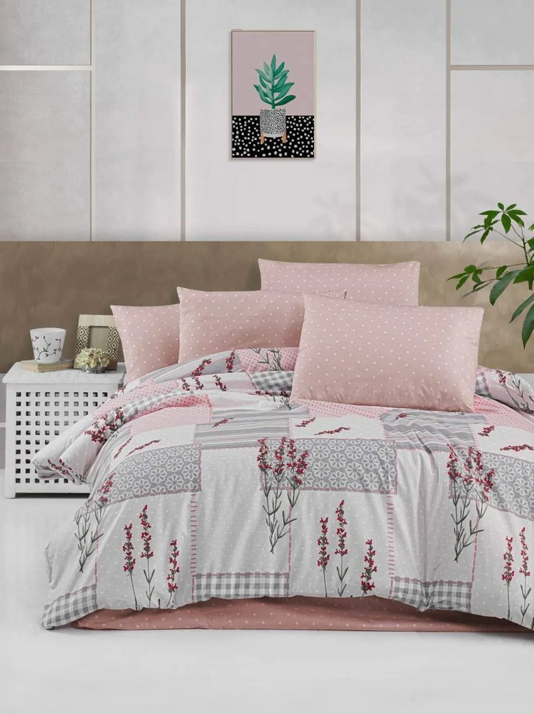 Obliečky bavlnené Levanda Pink 200x140cm+90x70cm TiaHome