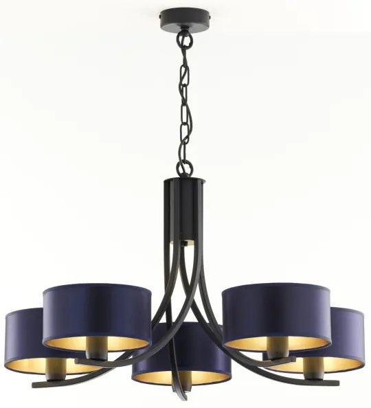 Jupiter 2101 - Luster na reťazi ARTHUR 5xE27/15W/230V modrá/čierna