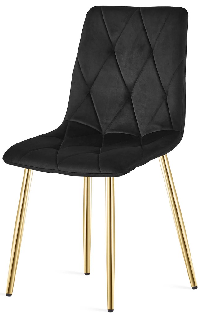 Čierna zamatová jedálenská stolička LIBRA so zlatými nohami