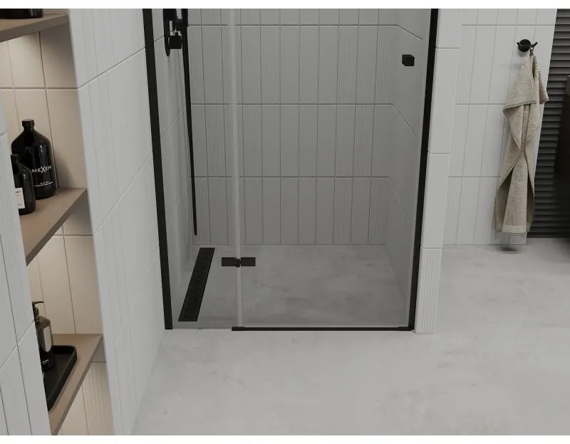 Mexen Roma, sprchové dvere do otvoru 90 x 190 cm, 6mm číre sklo, čierny profil, 854-090-000-70-00