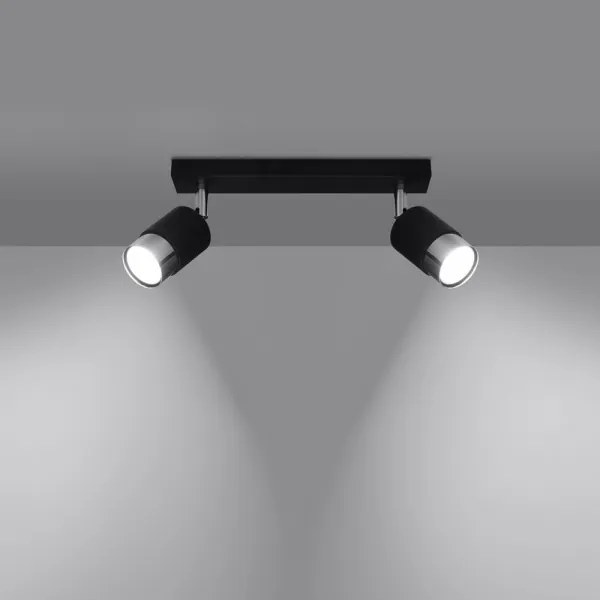 Sollux SL.1065 - Bodové svietidlo NERO 2xGU10/40W/230V čierna/lesklý chróm