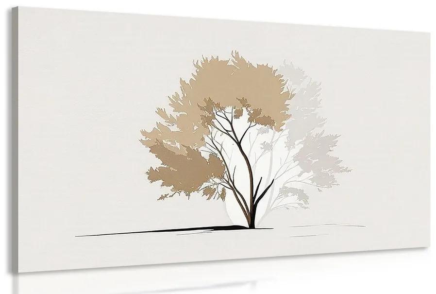Obraz minimalistický strom s listami - 120x80