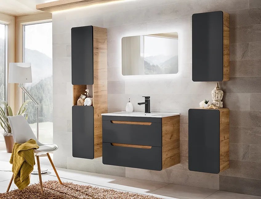 Kúpeľňová závesná skrinka BÁRA cosmos - vysoká