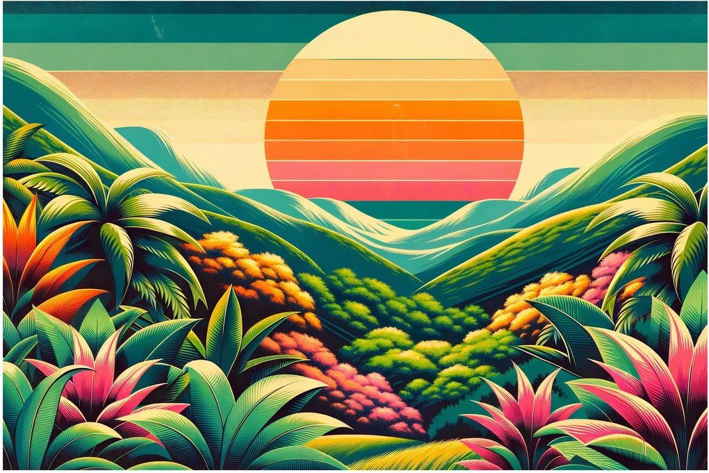 Obraz - Pestrofarebný západ slnka (90x60 cm)