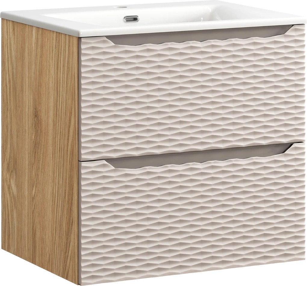 Comad Kúpeľňová skrinka s keramickým umývadlom Ocean Beige II 60 cm - béžová