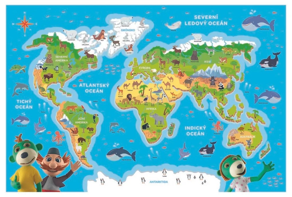 TREFL Puzzle Treflíci poznávají zvířátka světa 48 dílků