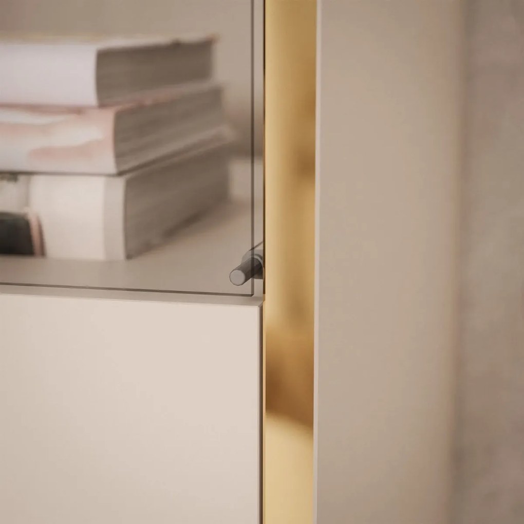 ZÁVESNÁ VITRÍNA NESSIE KAŠMÍR + ZLATÁ 45 x 181 cm