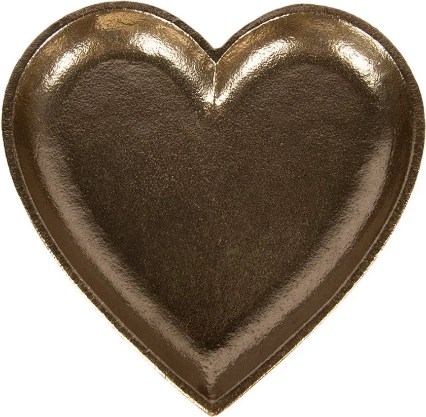Zlatý antik dekoračný podnos srdca Heart - 21*21*2 cm