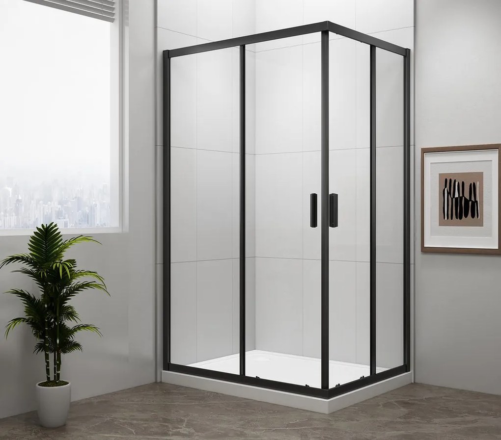 Polysan Polysan, EASY BLACK obdĺžniková sprchová zástena 900x800mm, číre sklo, EL5315B