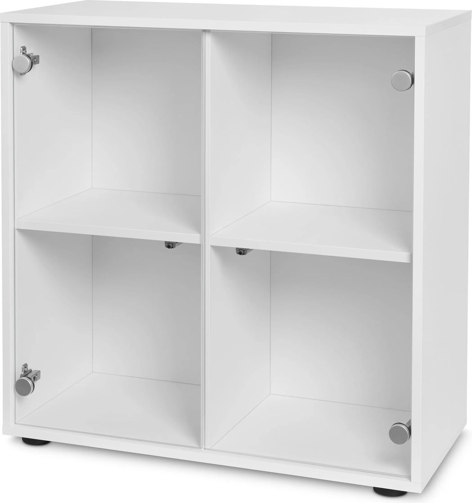 Regálový modul »Flemming«, cca 75 x 75 cm, so sklenenými dvierkami, biely