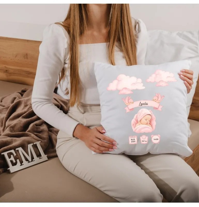 Vankúš s vlastnou potlačou Dievča 40x40 cm EMI