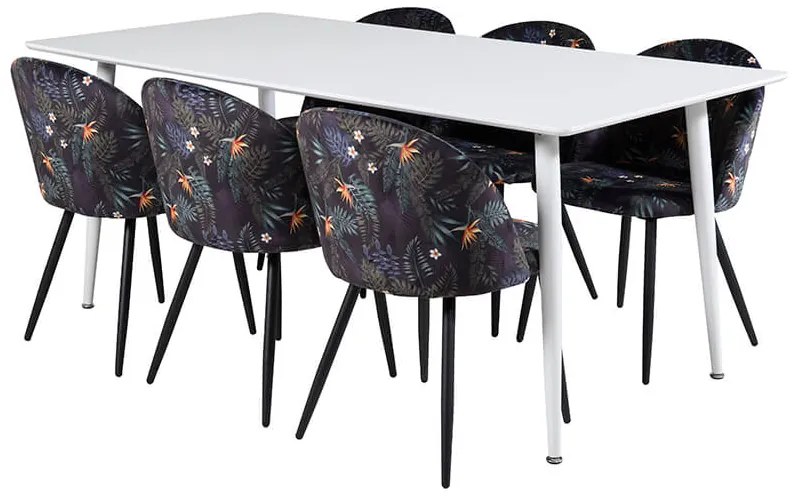 Polar Velvet stolová súprava biela/čierna kvety