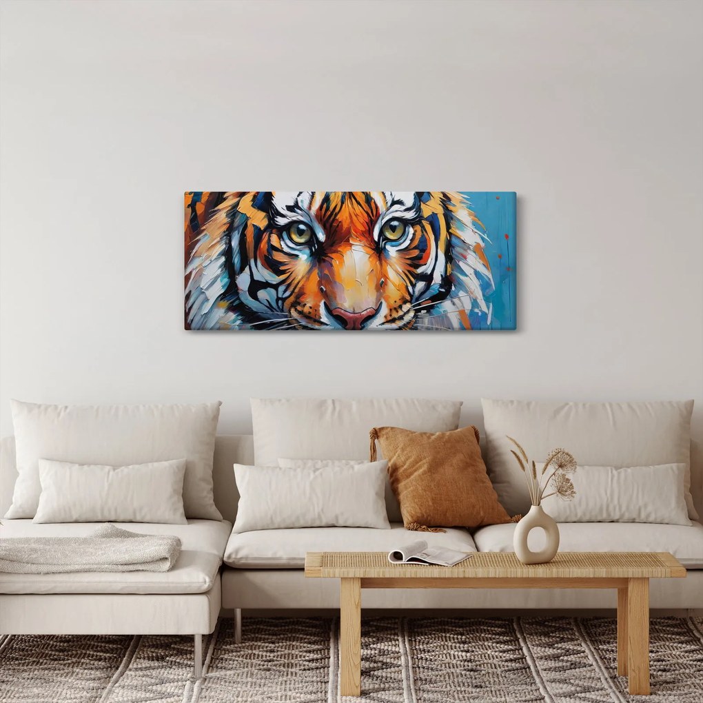 Obraz - Pohľad tigra, maľba (120x50 cm)