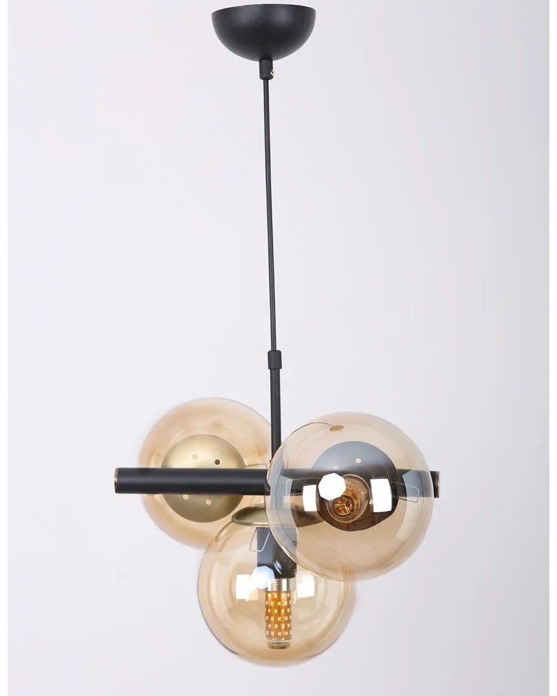 Žlté/čierne závesné svietidlo so skleneným tienidlom ø 15 cm Cascade – Squid Lighting