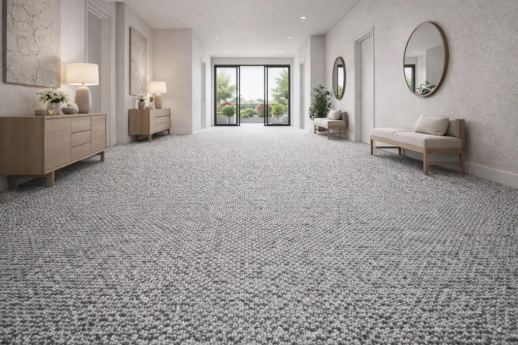 Metrážny koberec Orion 9289, na mieru, šíře 4m,5m, šedá, filc, chodba / predsieň, Timzo