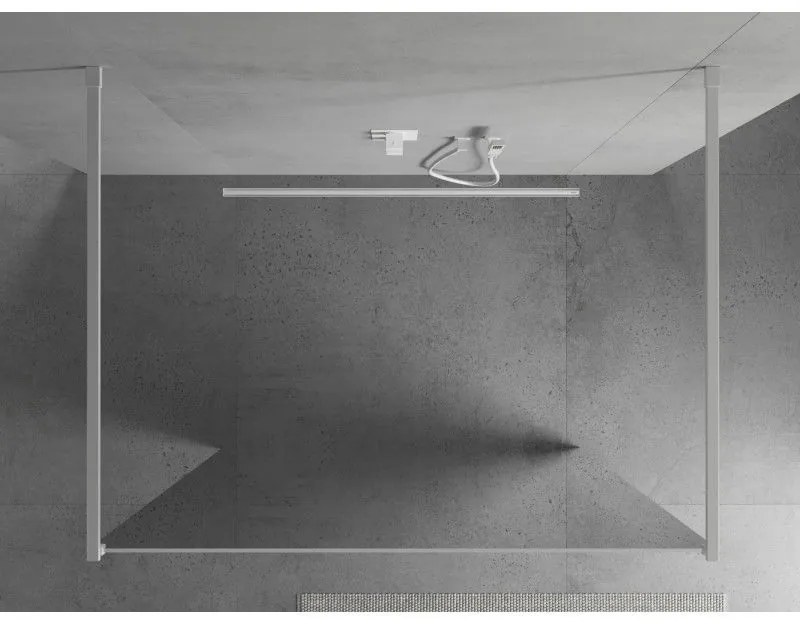 Mexen Kioto, priechodná sprchová zástena 110 x 200 cm, lustro 8 mm, 2x biela stabilizačná rozpera, 800-110-002-20-50