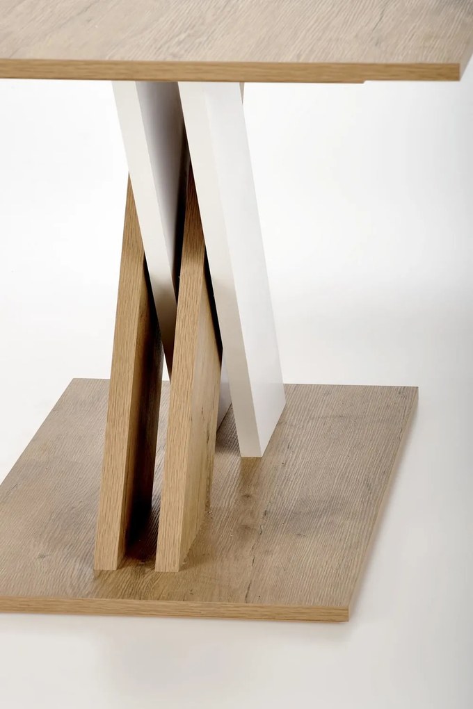 Jedálenský rozkladací stôl XARELTO 130/175 cm dub s dezénom Lancelot/biely
