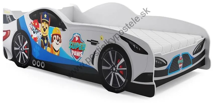 Posteľ Auto - 160x80cm Tlapková Patrola