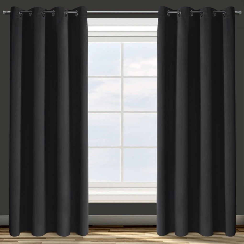 ZATEMŇOVACÍ ZÁVES NA KRÚŽKOCH PARISA 135X250 CM ČIERNA