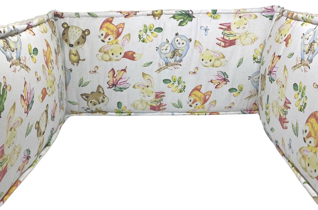 INTERMEDIC SK - Mantinel do postieľky Lesné zvieratká / minky krémová 180x30 cm