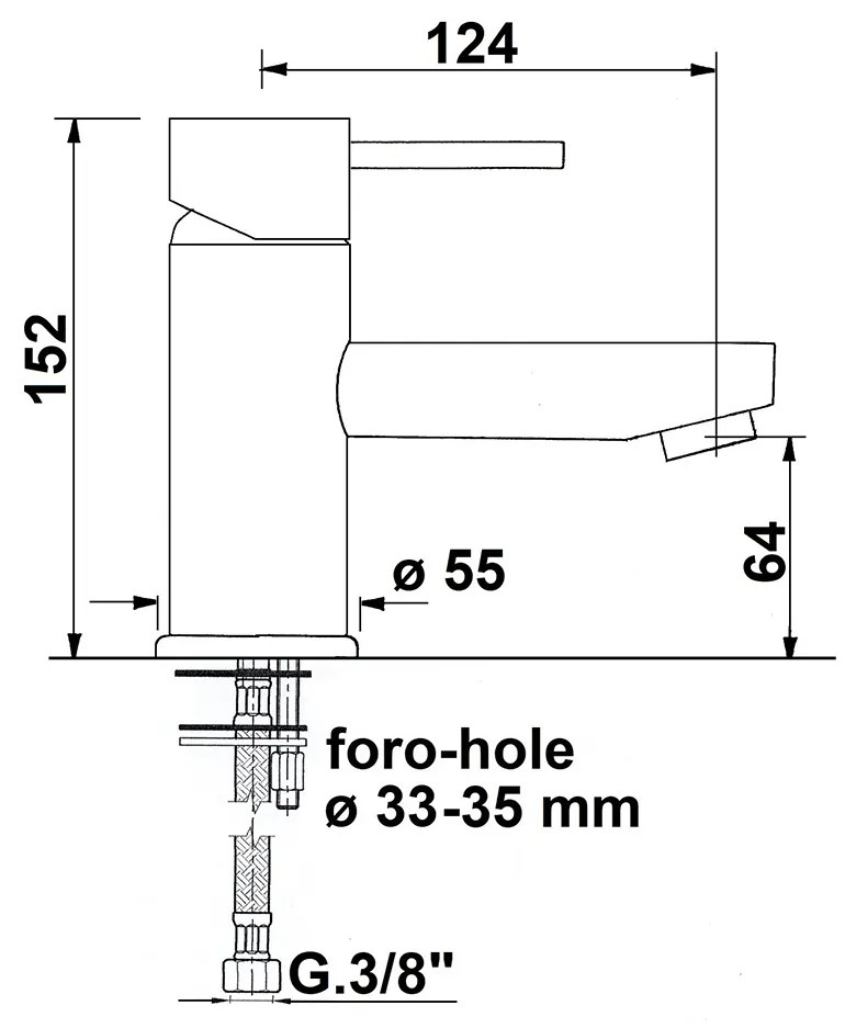 Sapho Sapho, RHAPSODY stojánkova umývadlová batéria bez výspuste, výška 152mm, chrómová, 5502/S