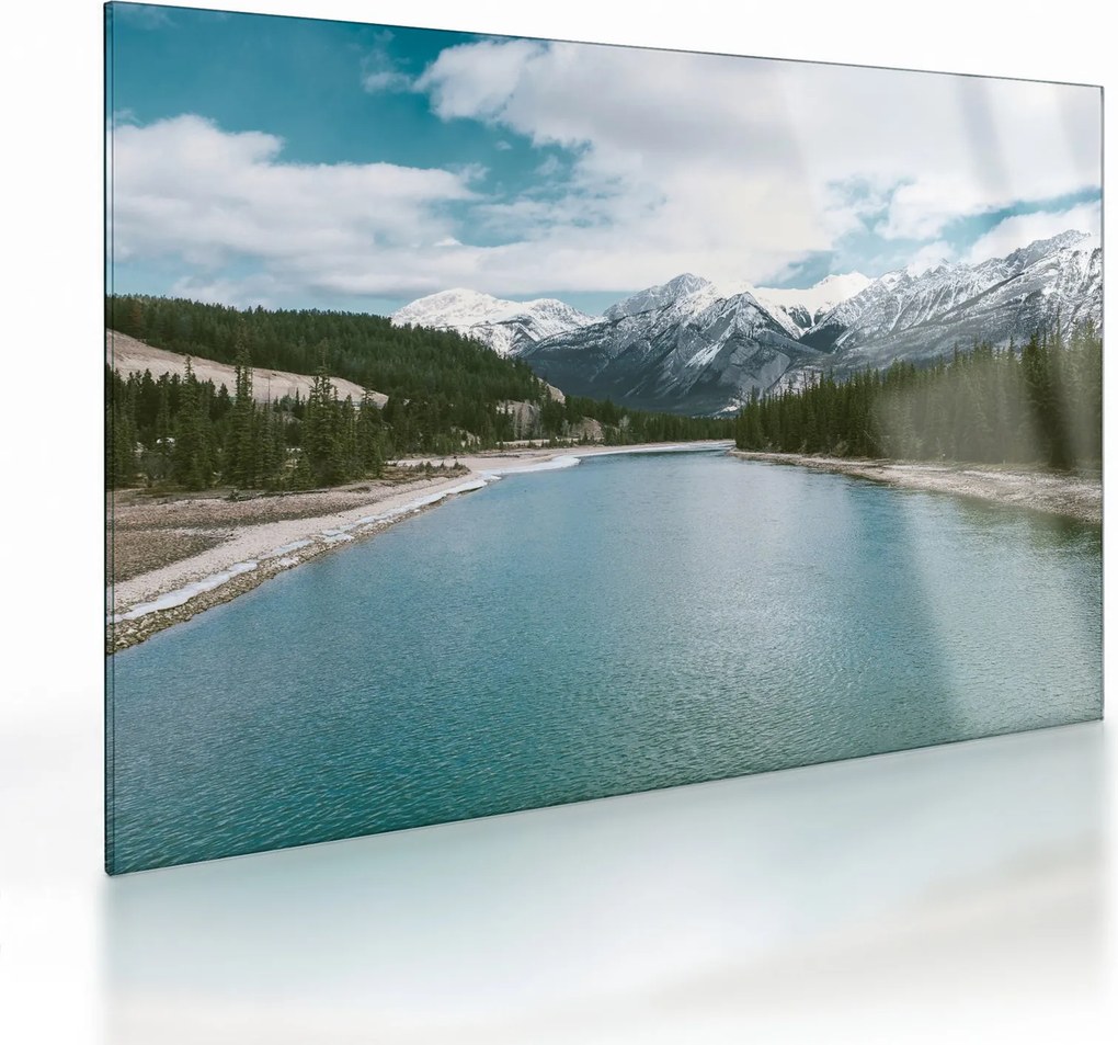 Sklenený obraz horskej krajiny (70x50 cm)