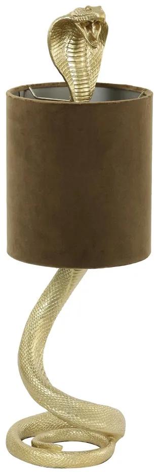 Zlatá antik stolná lampa kobra s karamelovým tienidlom Cobra - 20*19*58cm / E27