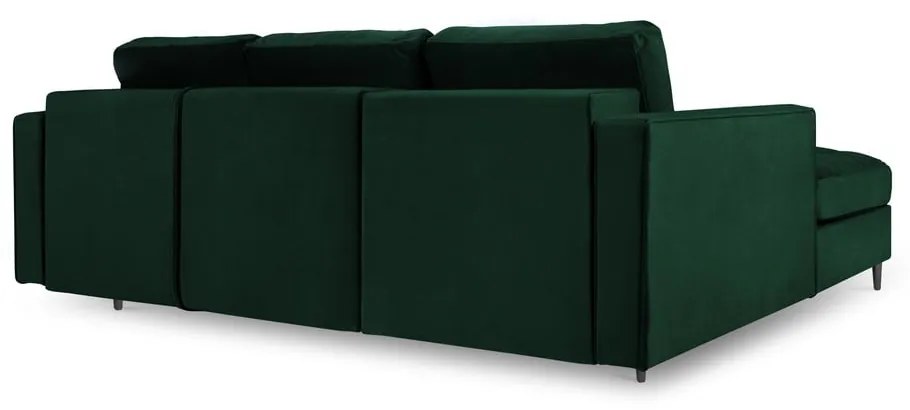 Zelená zamatová rozkladacia rohová pohovka Milo Casa Santo, ľavý roh