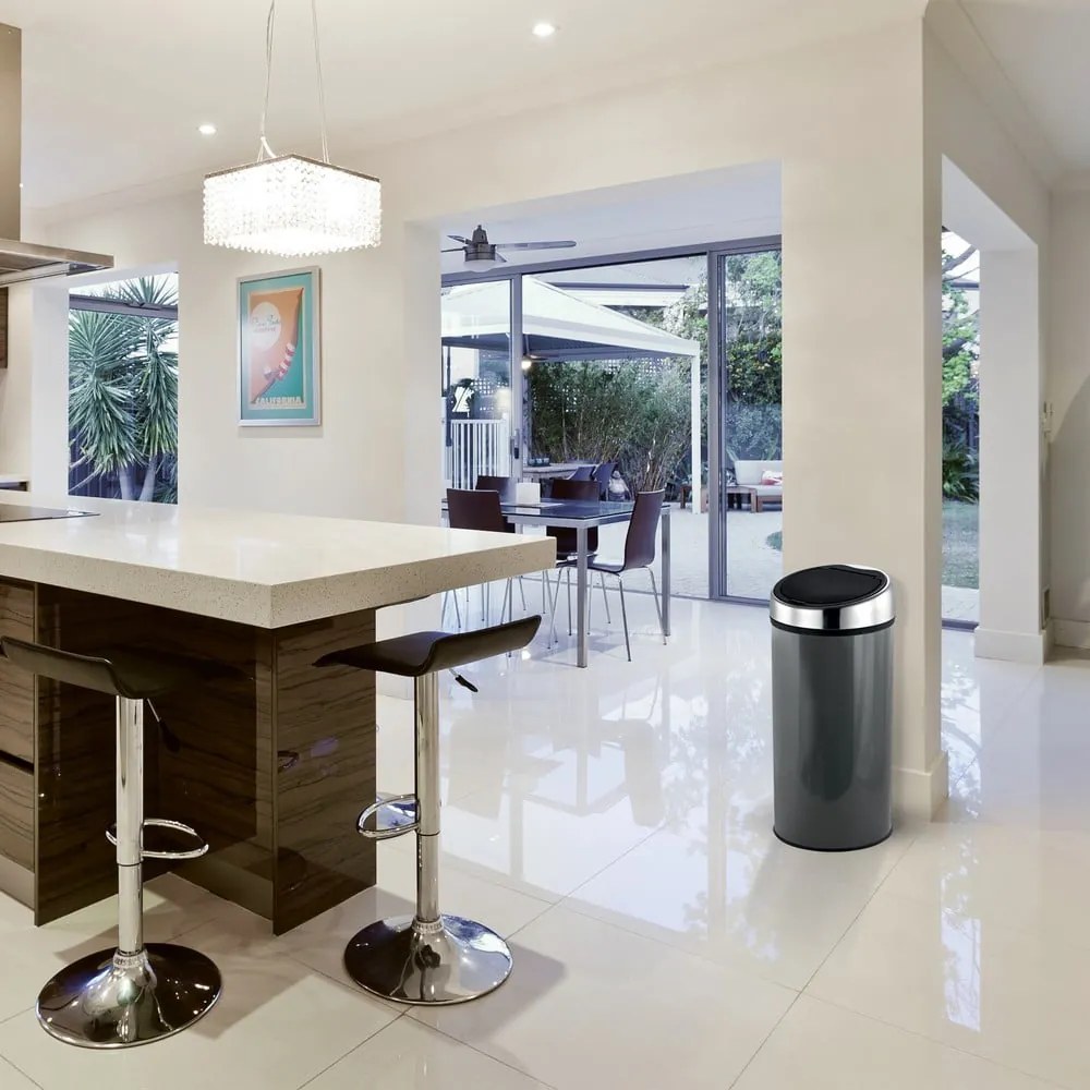 Tmavosivý dotykový oceľový odpadkový kôš 30 l – MSV