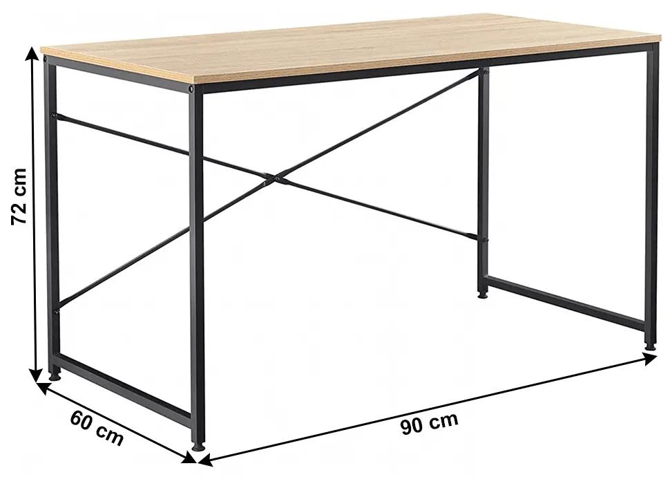 Kondela Písací stôl, dub/čierna, 90x60 cm, MELLORA