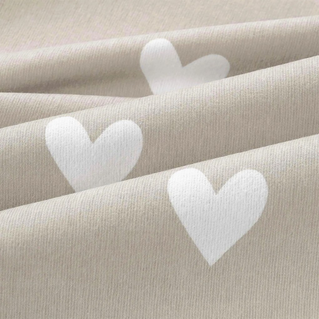 Goldea flanelové posteľné obliečky - srdiečka na latte 200 x 200 a 2ks 70 x 90 cm
