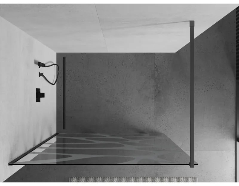 Mexen Kioto, sprchová zástena Walk-In 80 x 200 cm, 8mm číre sklo biely vzor, grafitový profil, 800-080-101-95-97