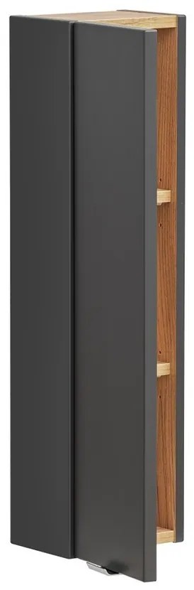 Závesná kúpeľňová skrinka Capri 830 1D čierny mat/dub kraft zlatý