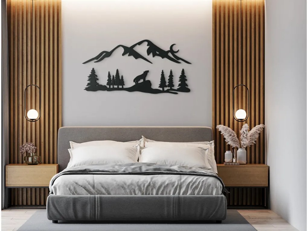 drevko 3D nálepka Vlk - Volanie divočiny Rozmer obrazu: 22 x 44,5 cm, Farba dekorácie: Čierna